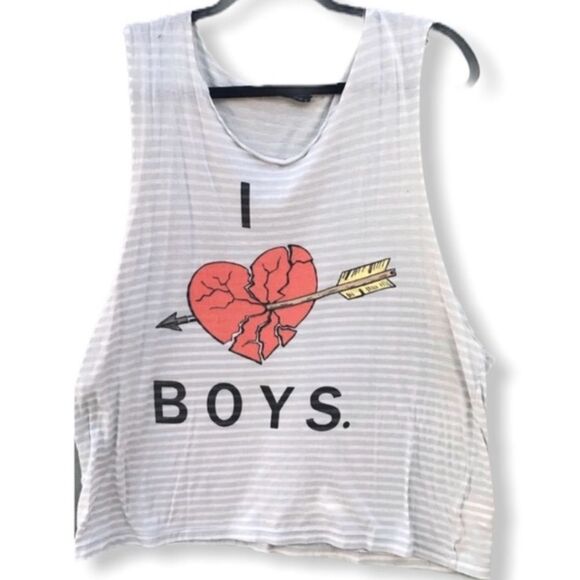 Wildfox "I ❤️ Boys" Striped Tank Top - Picture 1 of 9